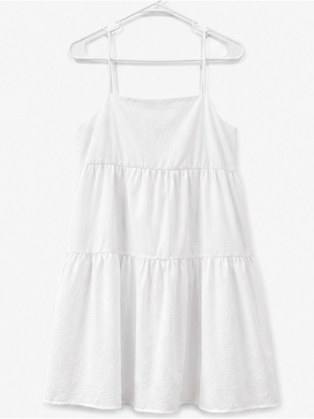 Everlane White Tiered Dress with Spaghetti Straps